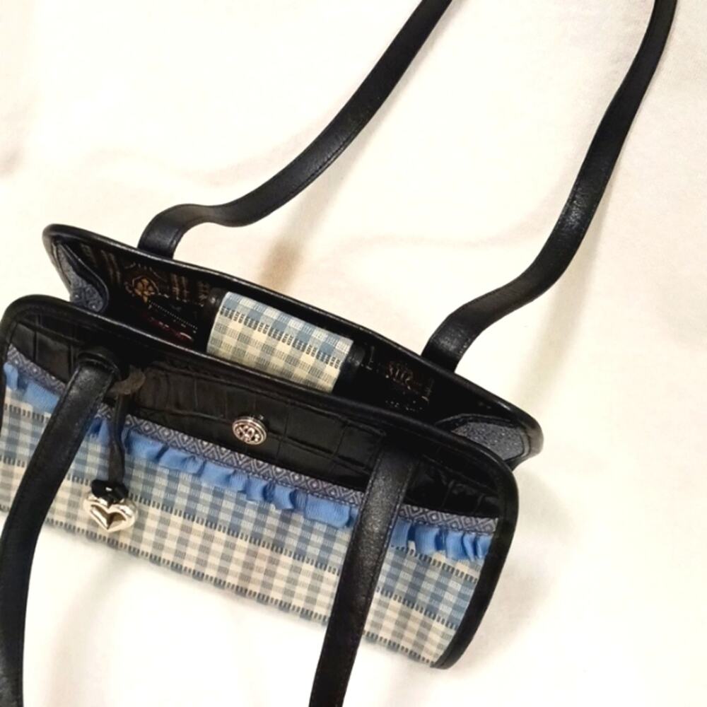 Brighton LEATHER Shoulder Bag Croc Embossed Leather & Whimsical Fabric C144458 - Picture 14 of 16